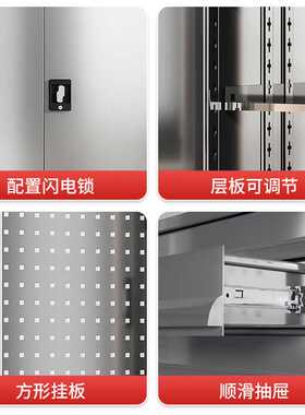 不锈钢重型五金工具柜工厂车间汽修工具车加厚五金零件抽屉储物柜