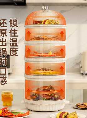 厨房置物架放剩菜多层收纳盒架子剩饭菜盘橱柜家用多功能碗碟神G^
