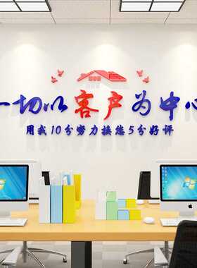 服务房产屋中介前台广告墙贴纸励志标语企业文化公司背景墙3d立体
