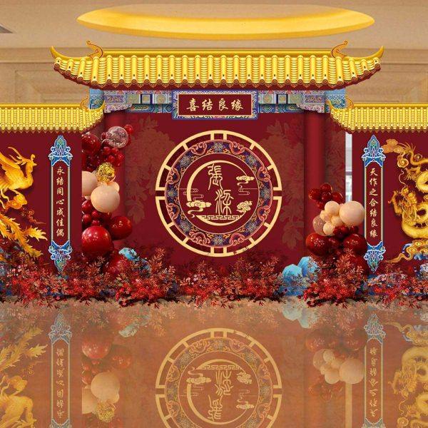 中式风超大气结婚现场背景墙布置回门宴答谢订婚仪式定制kt板装饰,淘宝优惠券,粉丝福利购,淘宝优惠卷