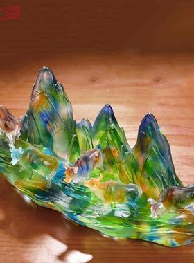 琉璃摆件五福祥瑞时尚创意家居饰品乔迁上市礼品生日礼物定制刻字