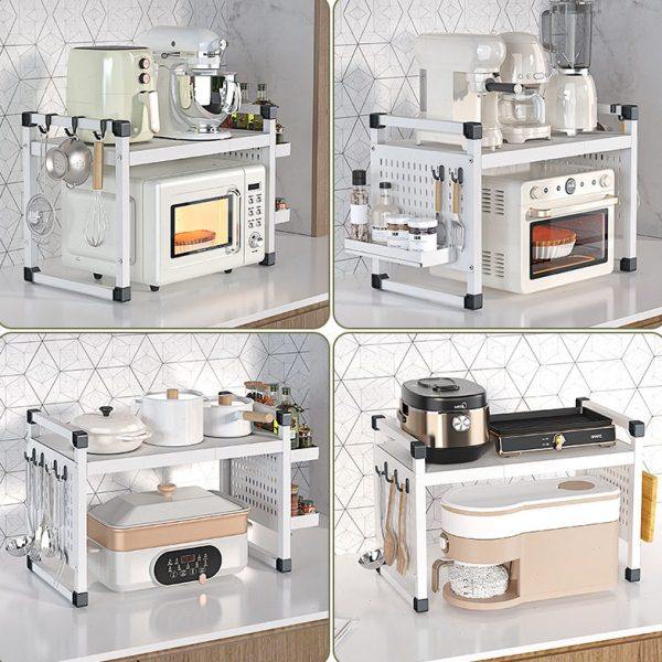 家用厨房台面伸缩多功能带洞洞板碳钢烤箱专用收纳架微波炉置物架,淘宝优惠券,粉丝福利购,淘宝优惠卷