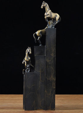 黄铜马摆件商务礼品步步高升登高马办公室桌面摆设送领导升迁礼物