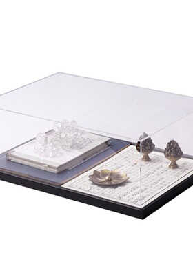 创意新中式现代透明亚克力罩子套装组合桌面摆件博古架书房艺术品