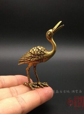 实心黄铜仙鹤香插摆件全铜创意站立铜鹤一柱香线香意境铜香插