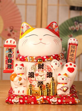 招财猫摇手摆件大号电动收银台家居店铺开业礼品陶瓷摆件自动招手
