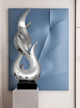 电镀摆件现代样板房轻奢客厅玄关电视柜旁边落地雕塑软装饰工艺品