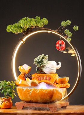 创意招财猫流水摆件生财新中式装饰桌面客厅办公室送礼开业礼物
