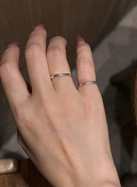 人生万岁!极小i尾戒女细圈s999足银滴釉字母素圈银戒指闭口可调节