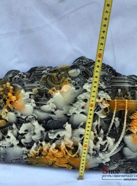 仿寿山石玉空城计摆件家居客厅玄关酒柜办公室桌面装饰品礼品摆设