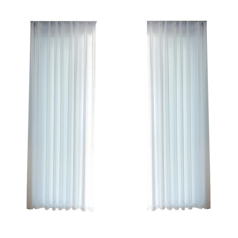 纱帘窗帘免打孔安装隔断帘伸缩杆门帘白色百叶窗纱白纱简易遮挡帘 - 图1
