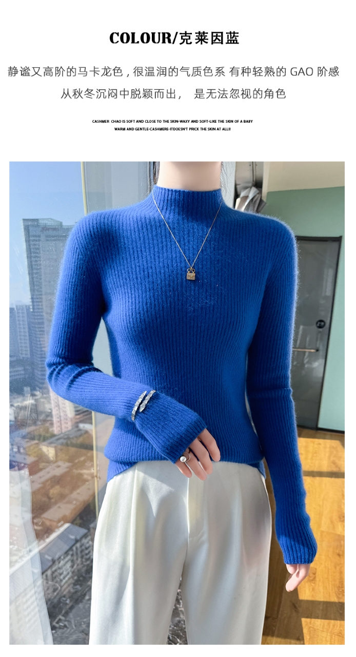 baby山羊绒衫女2025新款针织打底衫内搭针织打底。  坑条半高领 - 图3