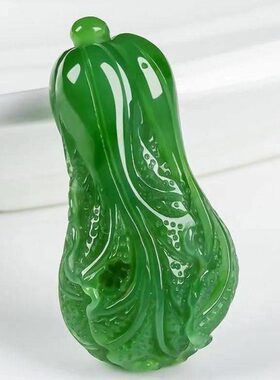 和田玉色青白玉白菜吊坠男女情侣款玉坠百财玉石百搭项坠送礼物