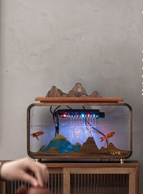 创意鱼缸流水摆件循环水客厅桌面金鱼缸水景观新中式软装家居饰品