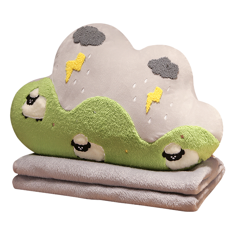 二合一抱枕被子两用办公室云朵沙发午睡小毯子P枕头毛毯汽车用靠 - 图3