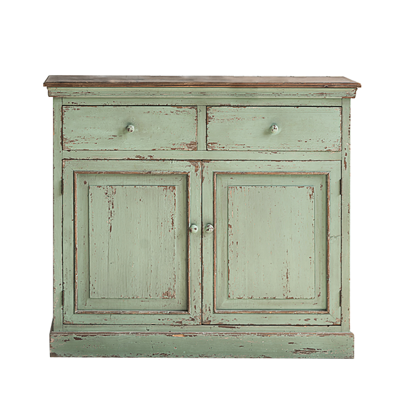 润家家居绿色花园系列做旧复古柜子凳子实木桌子餐边W柜置物架桌 - 图3