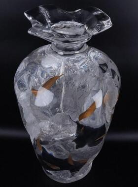 高透珀晶亚克力公共空间艺术高端商务展厅长廊玄关树叶花瓶摆件