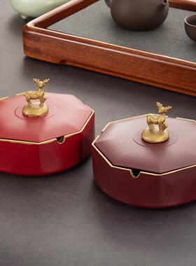 2022烟灰缸创意个性潮流防飞灰家用客厅可爱小鹿时尚树脂收纳摆件