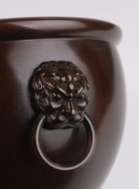 铜缸聚宝盆故宫缸苏工仿古招财缸笔筒纯铜水盂茶洗玄关风水摆件