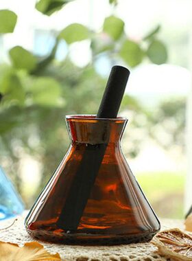 大口220ml黑色香薰瓶 彩色玻璃扩香瓶空瓶蓝色透明茶色喇叭口透明