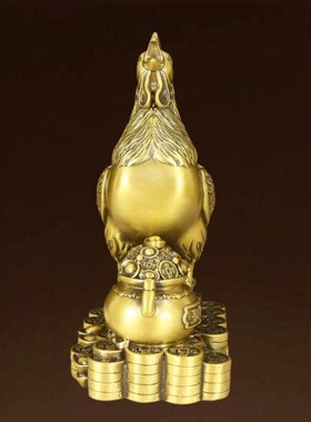 全铜金鸡聚财摆件家居客厅玄关A书房办公室工艺品铜公鸡送礼中式