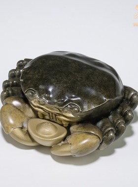 HF2X《钳财》客厅桌面铜螃蟹摆件 家居装饰工艺品黄铜中式