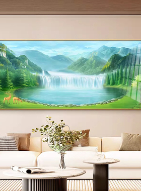画伴空间客厅山水瀑布晶瓷装饰画
