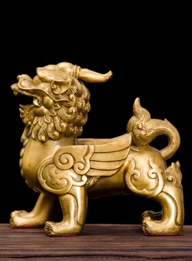 全黄铜独角貔皮招财摆件一对家居玄关装饰礼品貅休设摆送礼工艺品