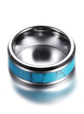 瑞铂朗供应钨金戒指批边镶绿松石手饰钨钢男士戒指