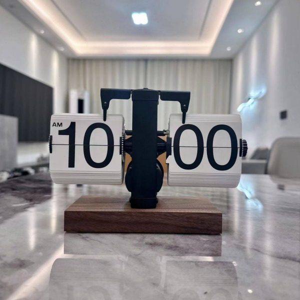 创意简约自动翻页时钟复古客厅桌面摆件家居数字机械座钟,淘宝优惠券,粉丝福利购,淘宝优惠卷