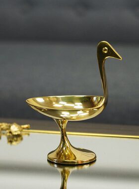 费灵家居印度进口黄铜手工天鹅摆件 收纳盘客厅摆设 玄关钥匙盘