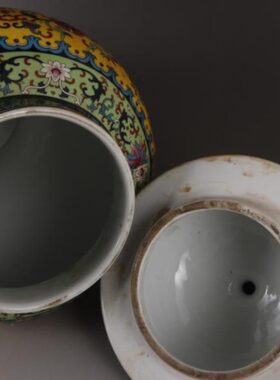 清乾隆珐琅彩缠枝福寿纹将军罐古董罐子盖罐做旧仿古瓷器老物收藏