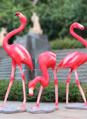 火烈鸟装饰摆件花园庭院小区园林雕塑仿真大型动物玻璃钢户外造景