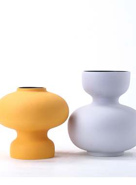 现代北欧异形陶瓷花瓶摆件家居客厅电视柜餐桌创意黄色白色插花器
