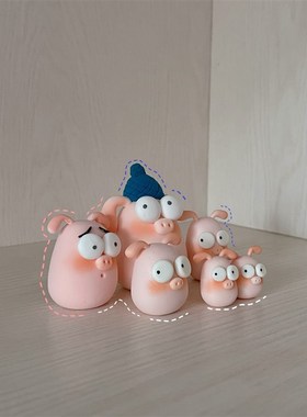 XIA 原创自制树脂p粘土小猪可爱家居摆件装饰品 汽车内装饰摆件