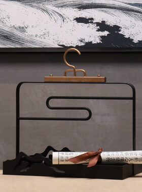 新中式现代北欧铁艺金属托盘工艺品摆设样板间客厅茶几室内装饰品