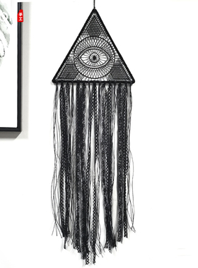 黑色捕手网 挂饰挂件室内房简装饰 创意五角星月牙间约梦工钩花