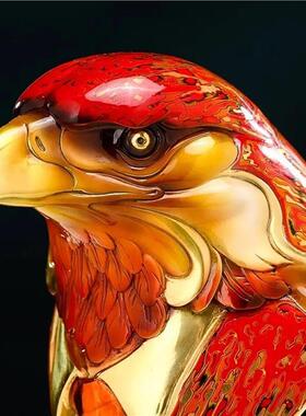 黄铜老鹰摆件商业精英大漆工艺品装饰办公室鹰头桌面商务开业礼物