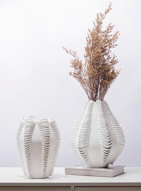 现代极简创意树脂几何鳞片花瓶摆件售楼部玄关茶几桌面花器装饰品