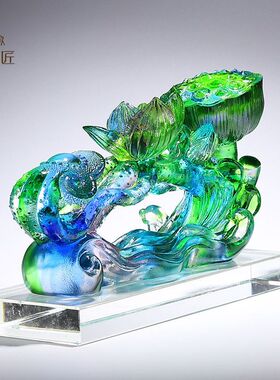 荷花琉璃如意摆件家居饰品客厅玄关电视柜博古架装饰乔迁新居礼品