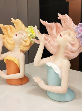 创意北欧艺术人物摆件可爱少女客厅电视柜酒柜卧室现代家居装饰品