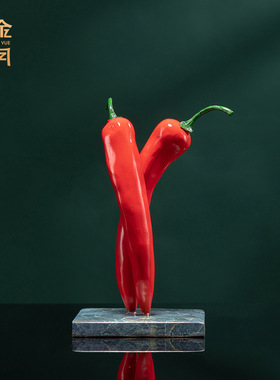 铜艺坊红红火火辣椒金属工艺品摆件仿真创意辣椒黄铜摆件家居装饰