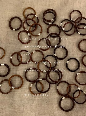 新中式 手工鸡血藤素圈戒指小众简约天然手饰中性民族风尾戒指环