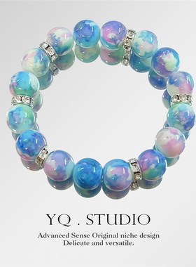 YQ.STUDIO  油画风女新款手串蓝紫晕染轻奢小众高级感新中式手饰