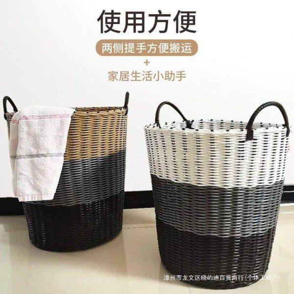 收纳桶理发理发店日式藤编毛巾美发店收纳筐脏衣篓酒店布草脏衣篮,淘宝优惠券,粉丝福利购,淘宝优惠卷