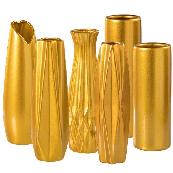 30cm金色陶瓷花瓶摆件 客厅插花鲜花水养 简约现代富贵竹花瓶水培,淘宝优惠券,粉丝福利购,淘宝优惠卷