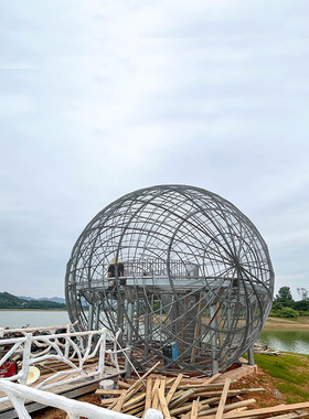 景观廊架观鸟屋仿真茅草园林景观雕塑大型文旅园林项目不锈钢廊架