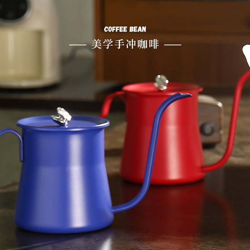 手冲壶sus304不锈钢咖啡壶带盖长嘴细口挂耳壶鹰嘴滴漏式咖啡器具 - 图0