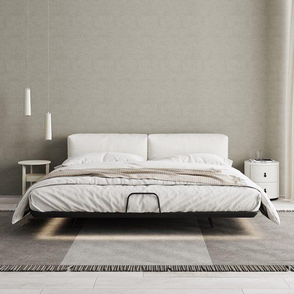 侘寂悬浮床白色科技布/白蜡木床板/工业风意式轻奢简约布床布艺床,淘宝优惠券,粉丝福利购,淘宝优惠卷