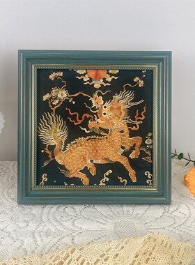 祥吉招财桌面客件摆厅卧室玄关沙发背景墙装饰画油画方形相框挂画